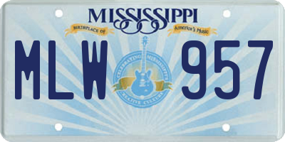 MS license plate MLW957