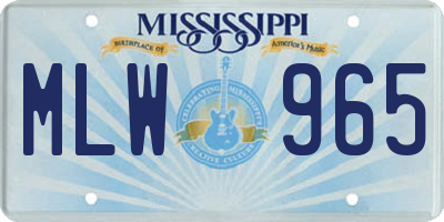 MS license plate MLW965