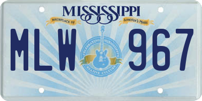 MS license plate MLW967