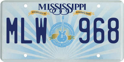 MS license plate MLW968