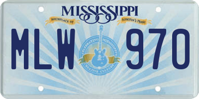 MS license plate MLW970