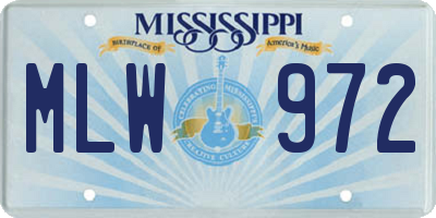 MS license plate MLW972