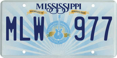 MS license plate MLW977