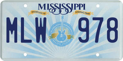 MS license plate MLW978