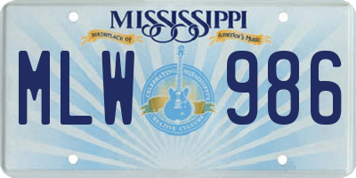MS license plate MLW986