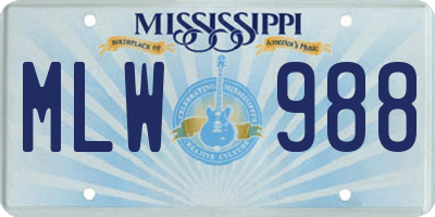 MS license plate MLW988