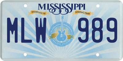 MS license plate MLW989