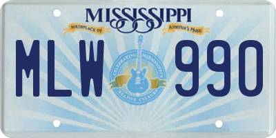 MS license plate MLW990