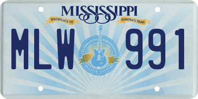 MS license plate MLW991