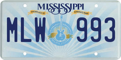 MS license plate MLW993