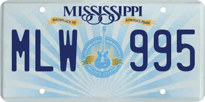 MS license plate MLW995