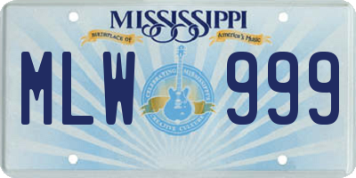 MS license plate MLW999