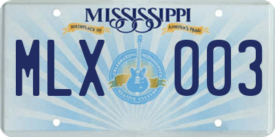 MS license plate MLX003