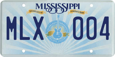 MS license plate MLX004