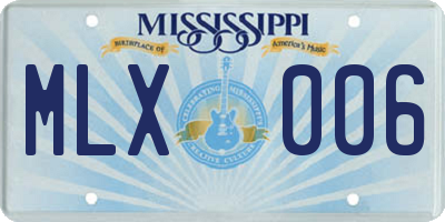 MS license plate MLX006