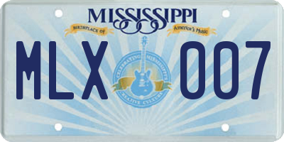 MS license plate MLX007