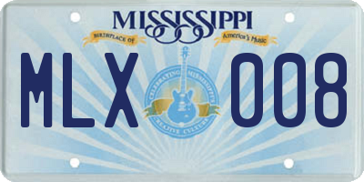 MS license plate MLX008