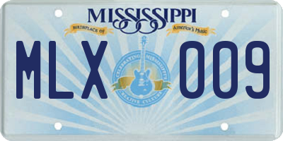 MS license plate MLX009