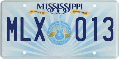MS license plate MLX013
