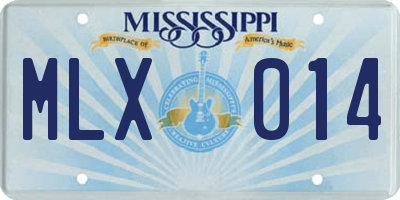 MS license plate MLX014