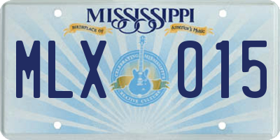 MS license plate MLX015