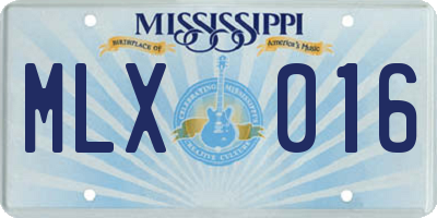MS license plate MLX016