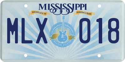 MS license plate MLX018