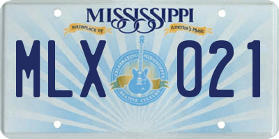 MS license plate MLX021