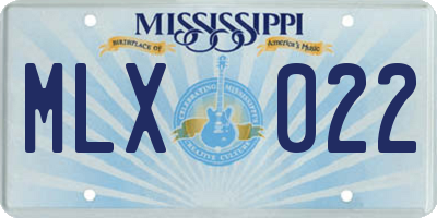 MS license plate MLX022