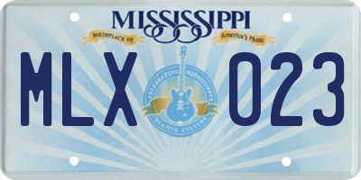 MS license plate MLX023