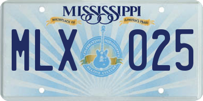 MS license plate MLX025