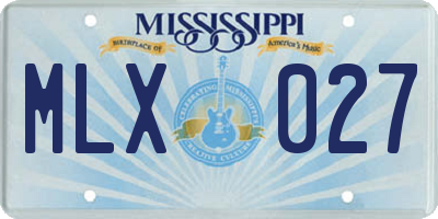 MS license plate MLX027