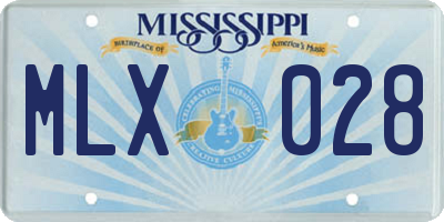 MS license plate MLX028