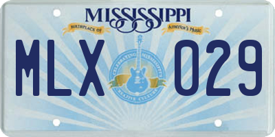 MS license plate MLX029