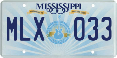 MS license plate MLX033