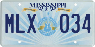 MS license plate MLX034