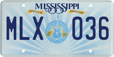 MS license plate MLX036