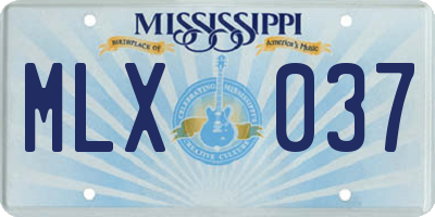MS license plate MLX037
