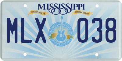 MS license plate MLX038