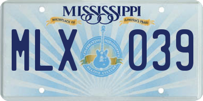 MS license plate MLX039