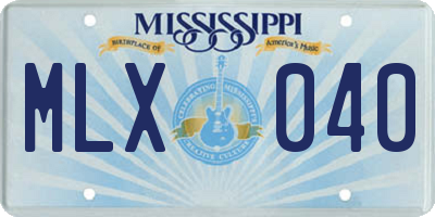 MS license plate MLX040