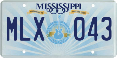 MS license plate MLX043