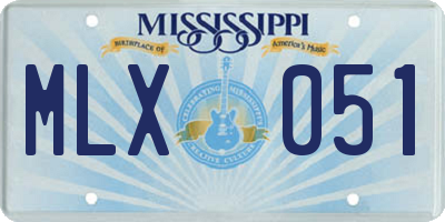 MS license plate MLX051