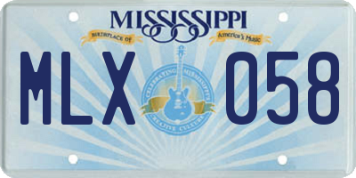 MS license plate MLX058