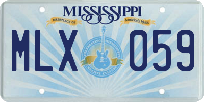 MS license plate MLX059