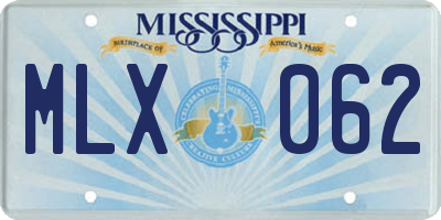 MS license plate MLX062