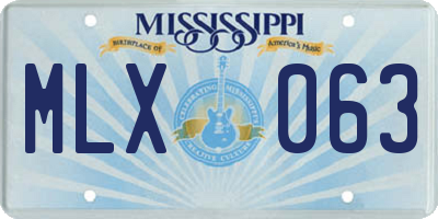 MS license plate MLX063