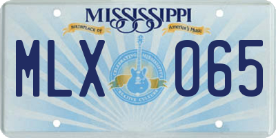 MS license plate MLX065