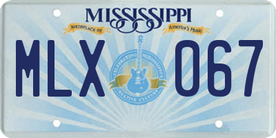 MS license plate MLX067