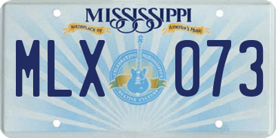 MS license plate MLX073